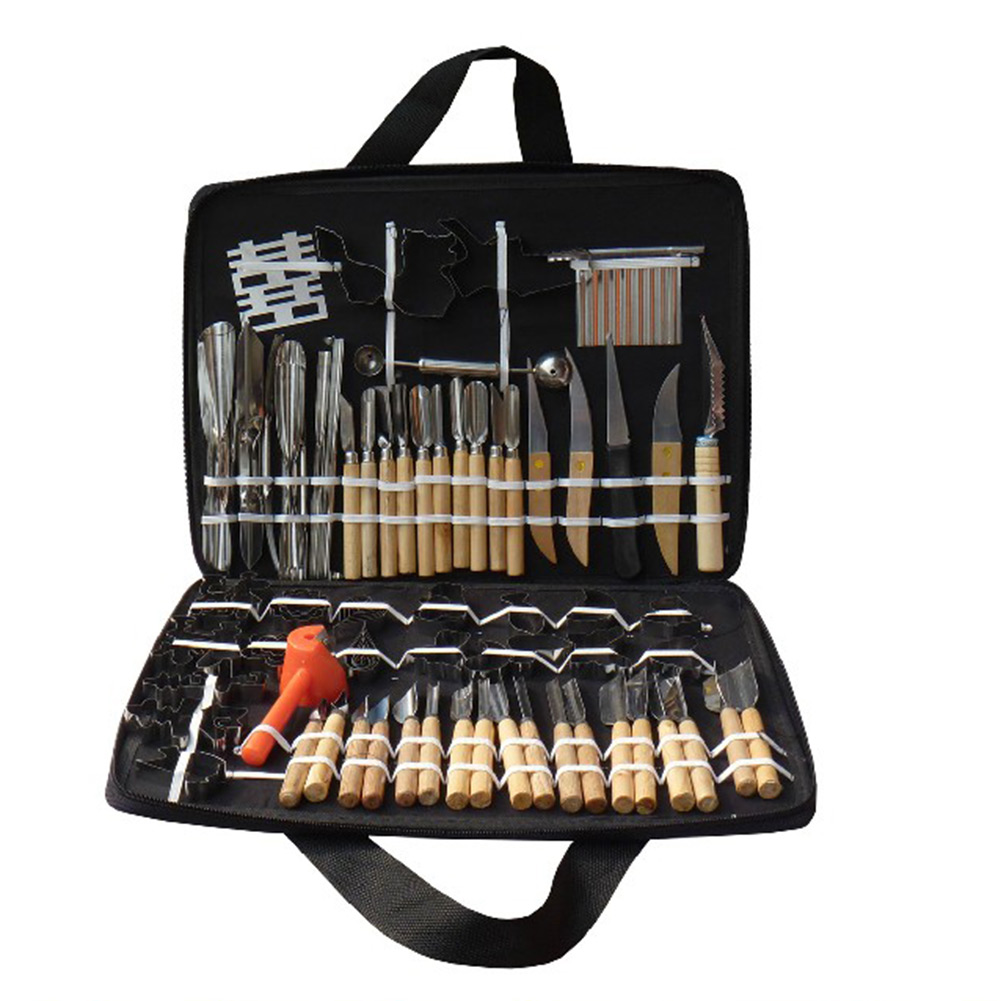 ... 80pcs in One Vegetable Fruit Carving Tools Set + Wood Box For Beginner