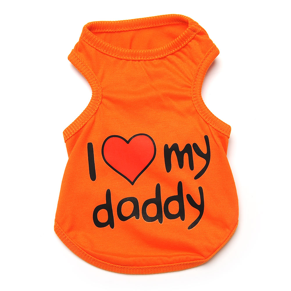 pet clothes cat cotton vest i love my daddy i love my mommy coat